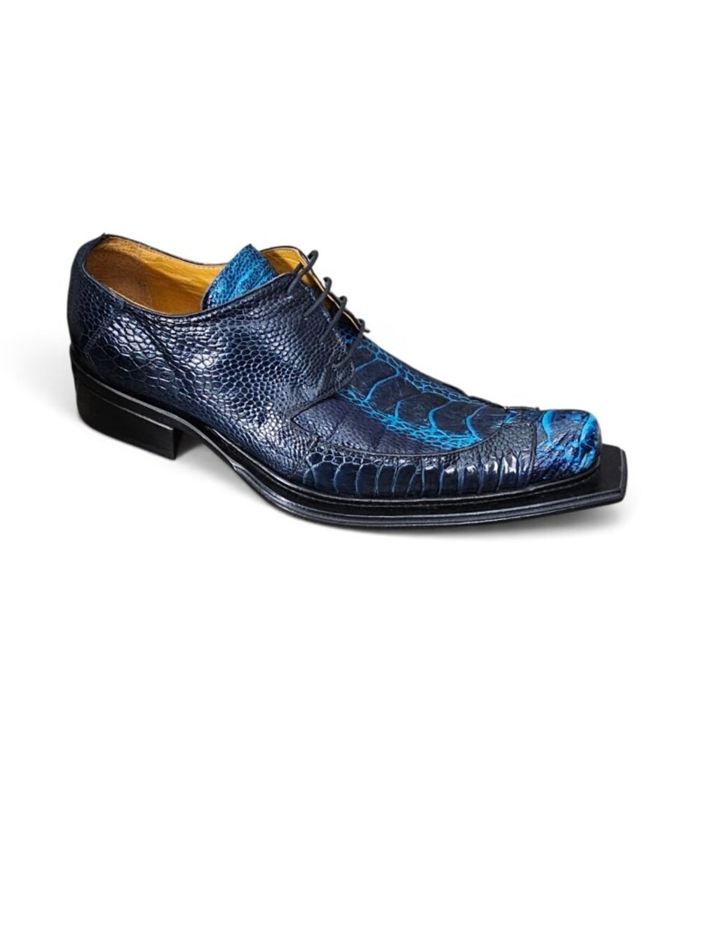 Mauri Giotto Exotic Alligator Leather Oxford Wonder Blue Men's Lace-Up Shoes 11